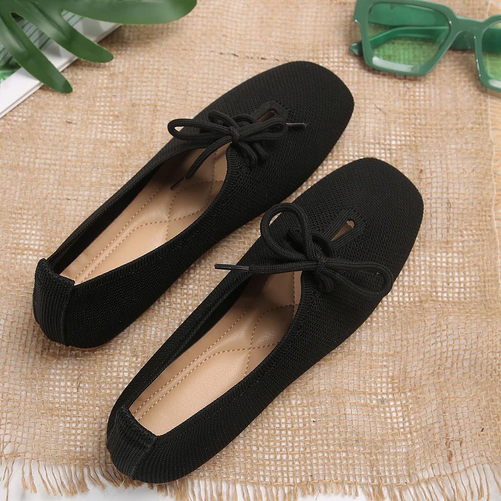 2024 осенние сетчатые дышащие женские туфли на плоской подошве, однотонные простые балетки на плоской подошве, женские повседневные прогулочные туфли на шнуровке для женщин