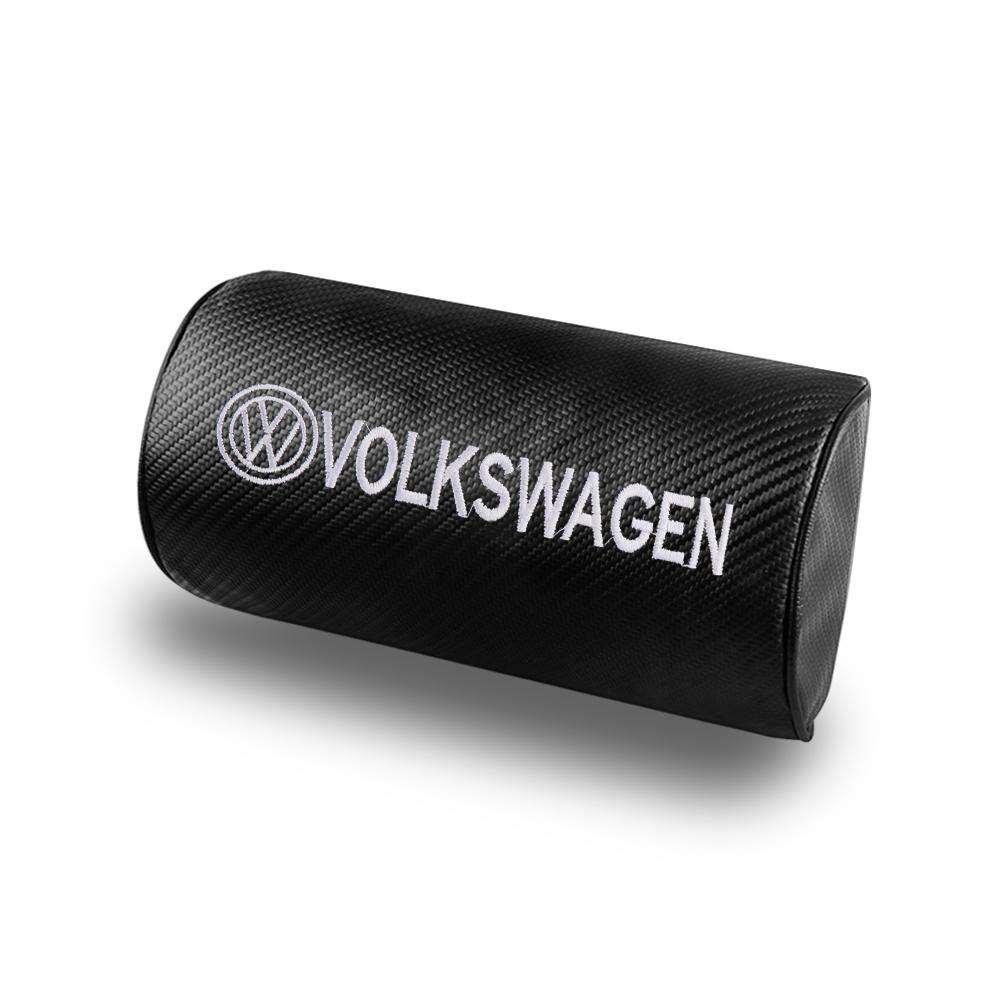 VW 1/2Pc Car Neck Pillow Adjustable PU Leather Headrest Support Rest For Volkswagen GTI Golf Polo Passat VW CC Tiguan T-ROC Jetta