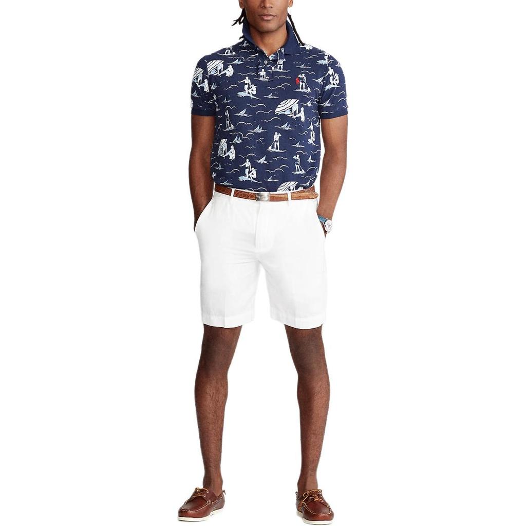Polo Ralph Lauren Sport Принтованная футболка поло с вышивкой логотипа маленькой пони, с коротким рукавом, мужская, футболки поло, темно-синяя, MNPOKNI1N821197-400