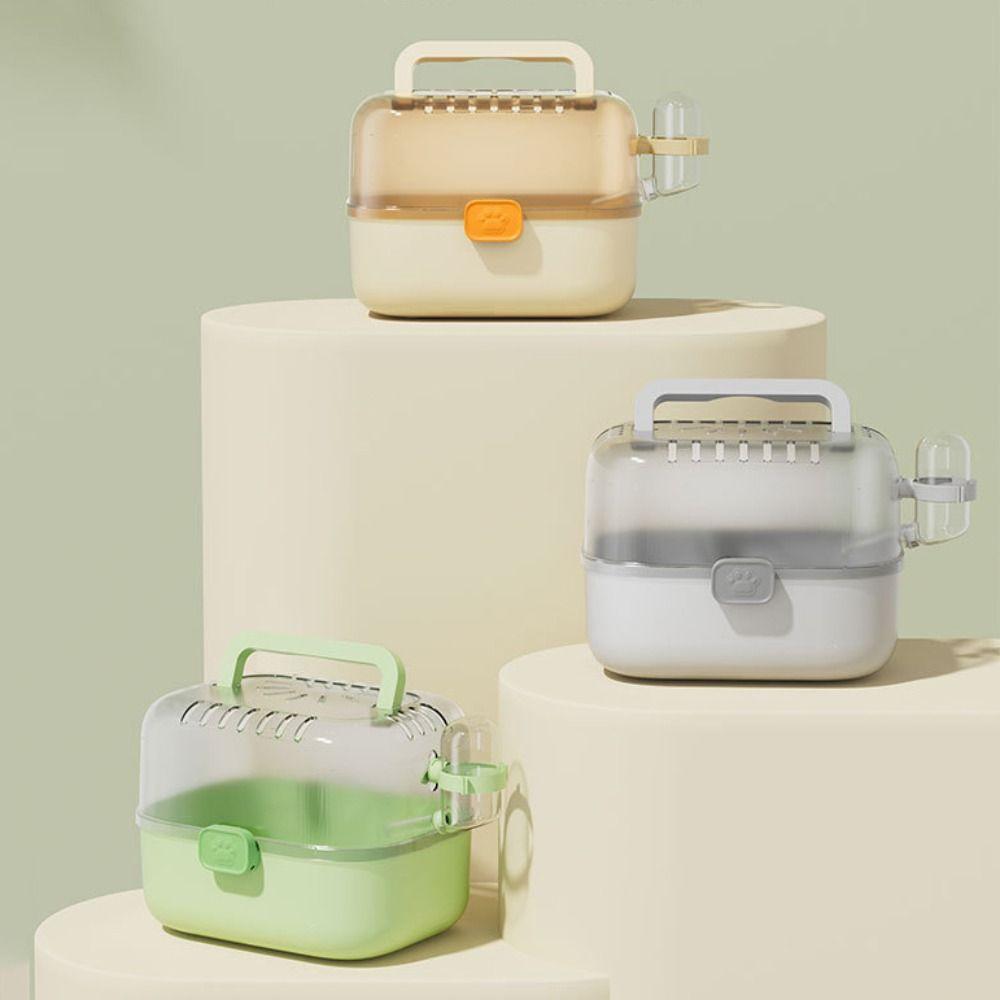 Ventilated Hamster Travel Carrier Escape-Proof Guinea Pig Handheld Case Small Pet Cage Vet Visits