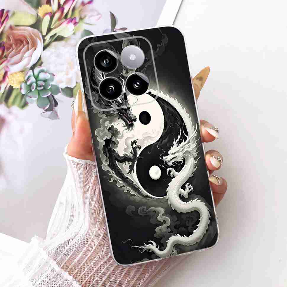 For Xiaomi Mi 14 5G 23127PN0CC Case Fashion Dragon Butterfly Silicone TPU Cover For Xiaomi Mi14 5G 6.36" 23127PN0CG Phone Shell