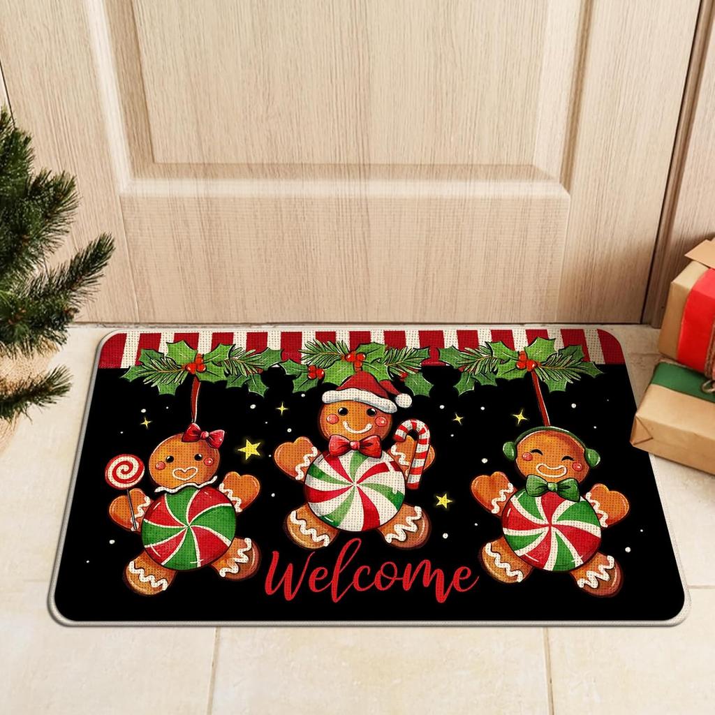 Vikama1/2Pcs Christmas Kitchen Floor Mat Home Decor Bedroom Living Room Balcony Strip Carpet Fun Indoor Outdoor Welcome Mat