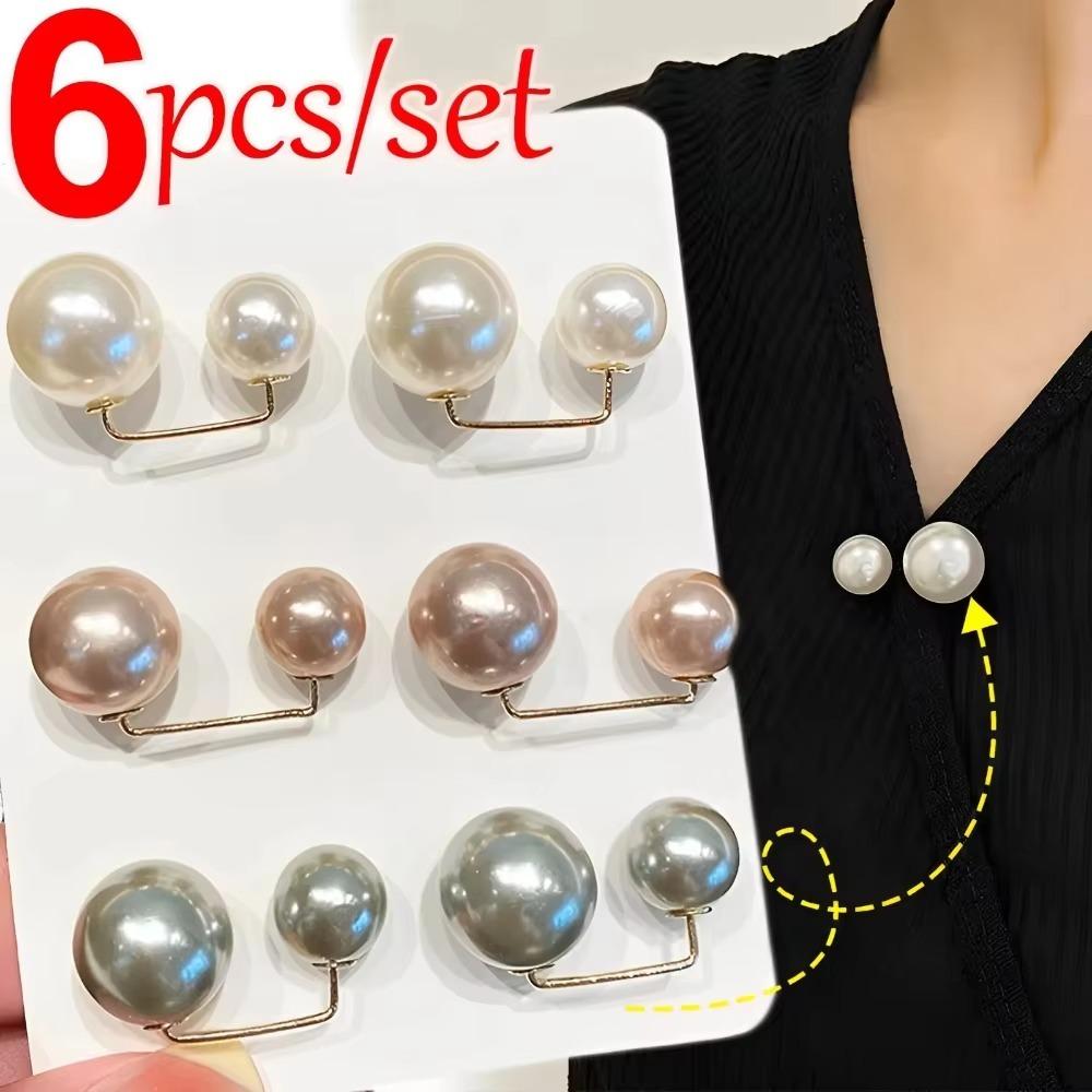6Pcs Adjustable Pearl Brooch Clothing Accessories Retractable Button New Tighten Waist Button Women