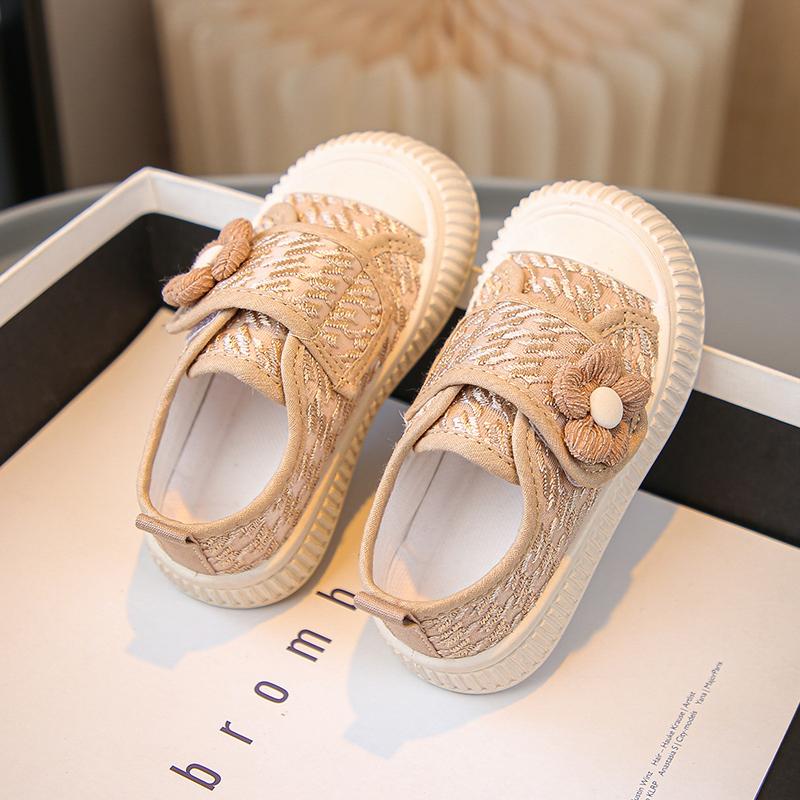 Повседневная обувь для девочек, детская парусиновая обувь, детские кроссовки для скейтбординга с цветами, модная резиновая подошва принцессы, противоскользящая вышивка
