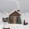 Log Cabin Incense Burner Christmas Style Good Detail Resin House Miniature Colorfast