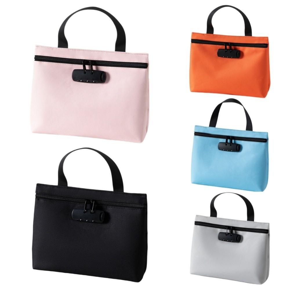 Canvas Bill Money Bag with Lock Zip Closure Security Document Bag Outdoor Activities