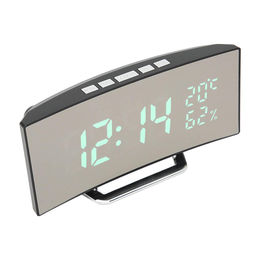 Digital Alarm Clock 1224H Display Mode Smart Light Sensor Curved Screen Dimmable LED Clock for