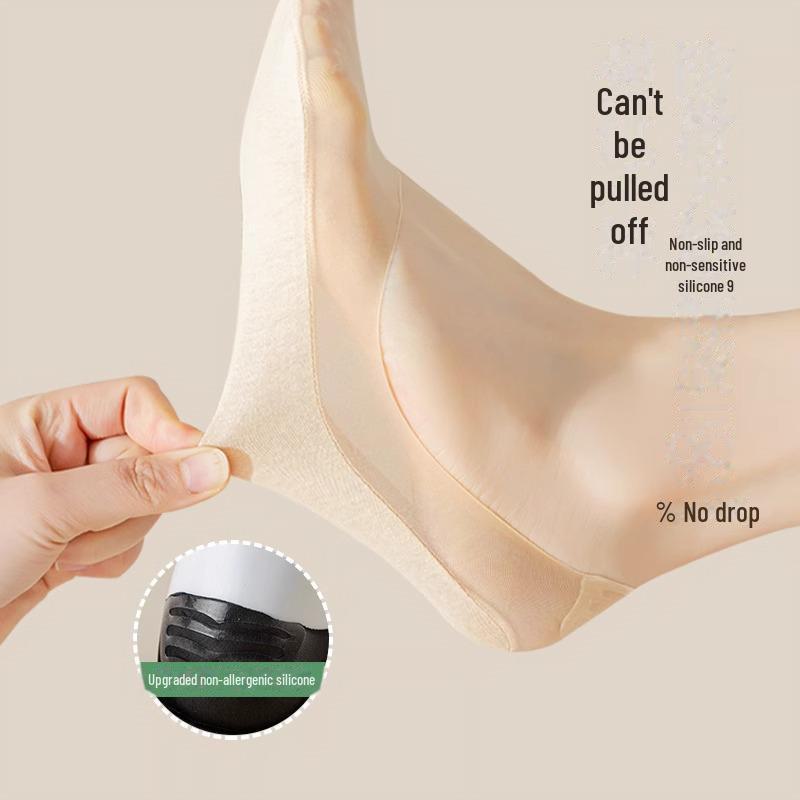 Женские ультратонкие нескользящие летние носки-лодочки: Чистый хлопок, мелкий, с надежной пяткой, подходит для высоких каблуков