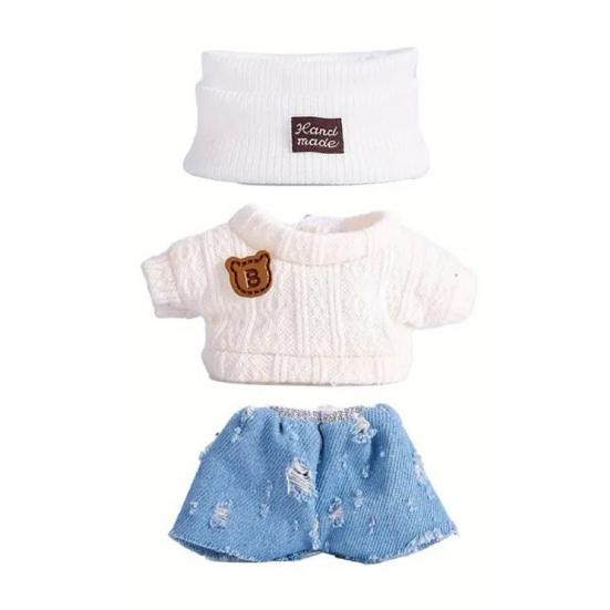 17cm Doll Clothes 3-Piece Hat Sweater Pants Sets Handmade Baby Doll