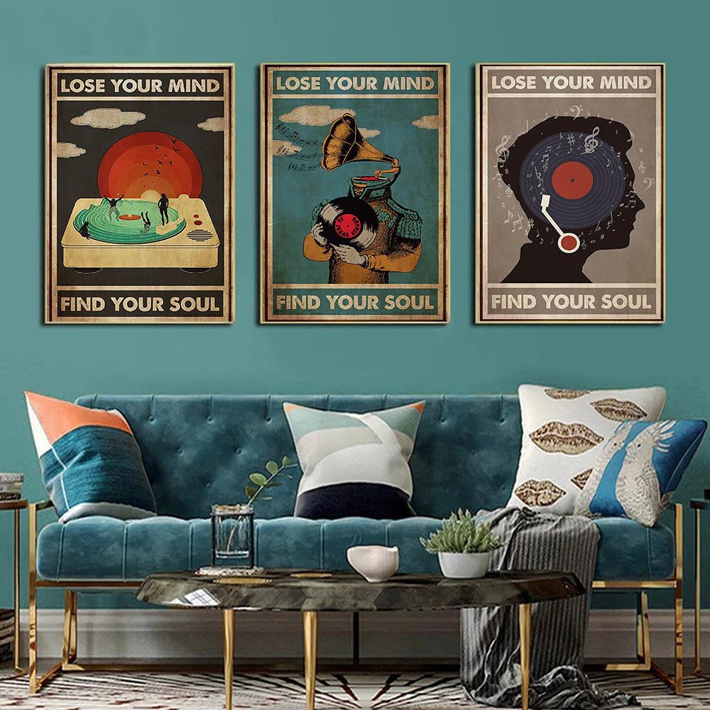 Винтажная абстрактная художественная фигура, холст, живопись, модный настенный художественный плакат, виниловая пластинка, музыкальная танцовщица, гостиная, домашний декор, фреска