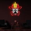 Firefighter Helmet Neon Light Sign USB Powered Dimmable LED Acrylic Helmet Lamp with On/Off Switch Firefighter Hero Wall Decoration