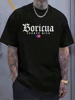 Puerto Rico Boricua Vintage Puerto Rican Flag Pride T-Shirt Women's Men's Graphic Tee Causal Tops
