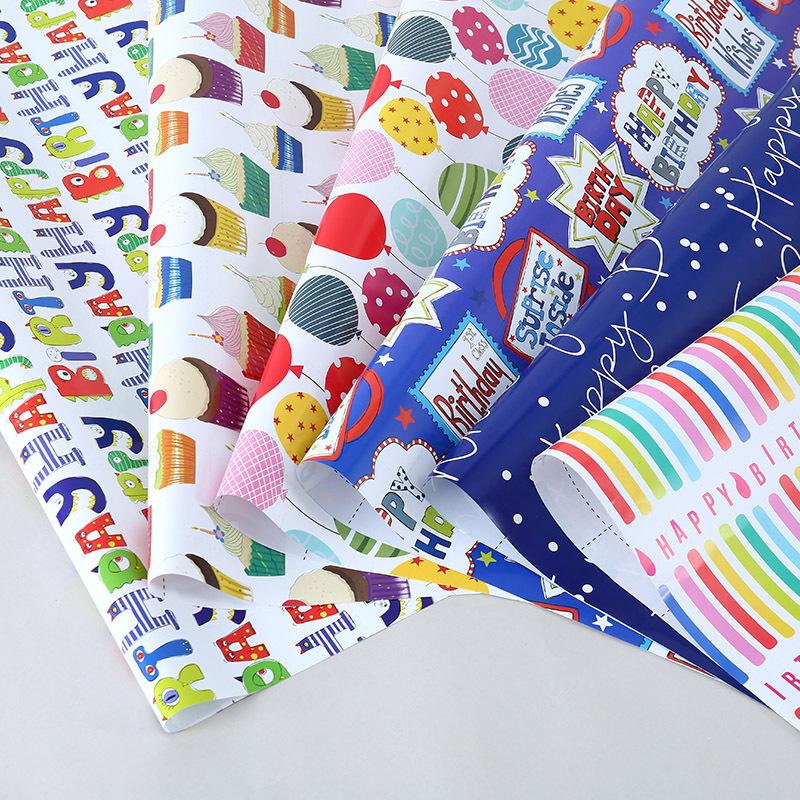 50*70CM Birthday Gift Wrapping Paper Happy Birthday Gift Packaging Paper DIY Craft Paper Birthday Party Gift Decoration Paper