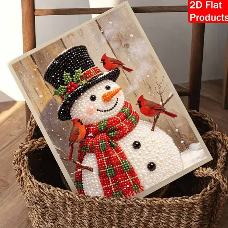Christmas snowman cardinal pearl painting art painting kit handmade diy home decoration painting
