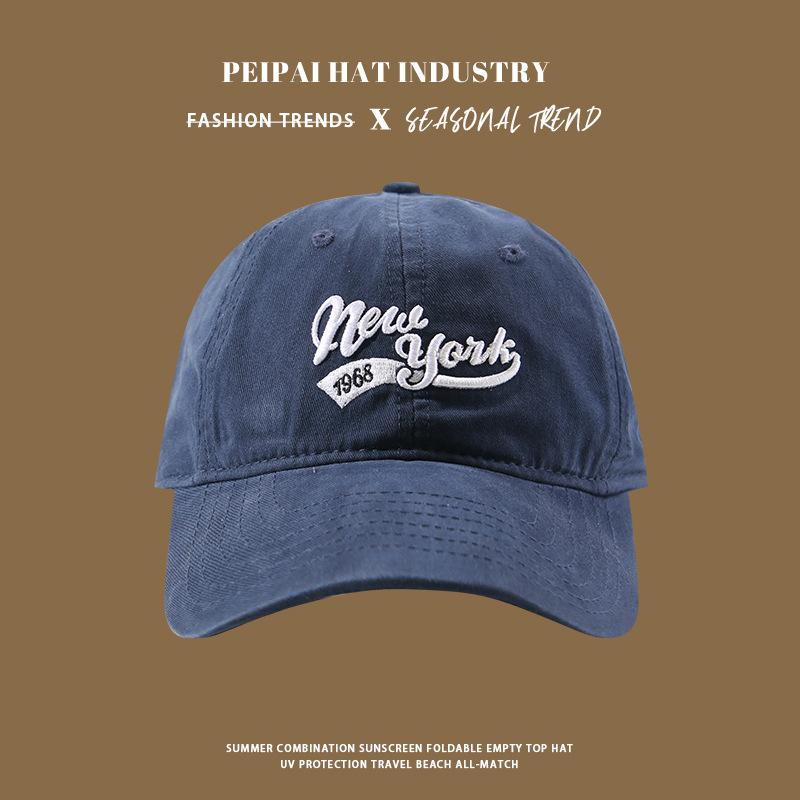 Baseball cap women's high cranial top wide brim cotton soft top English three-dimensional embroidery old peaked cap men