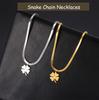 Cazador Four Leaf Clover Pendant Snake Chain Necklaces for Women Choker Necklace Stainless Steel Jewelry Party Birthday Gift New