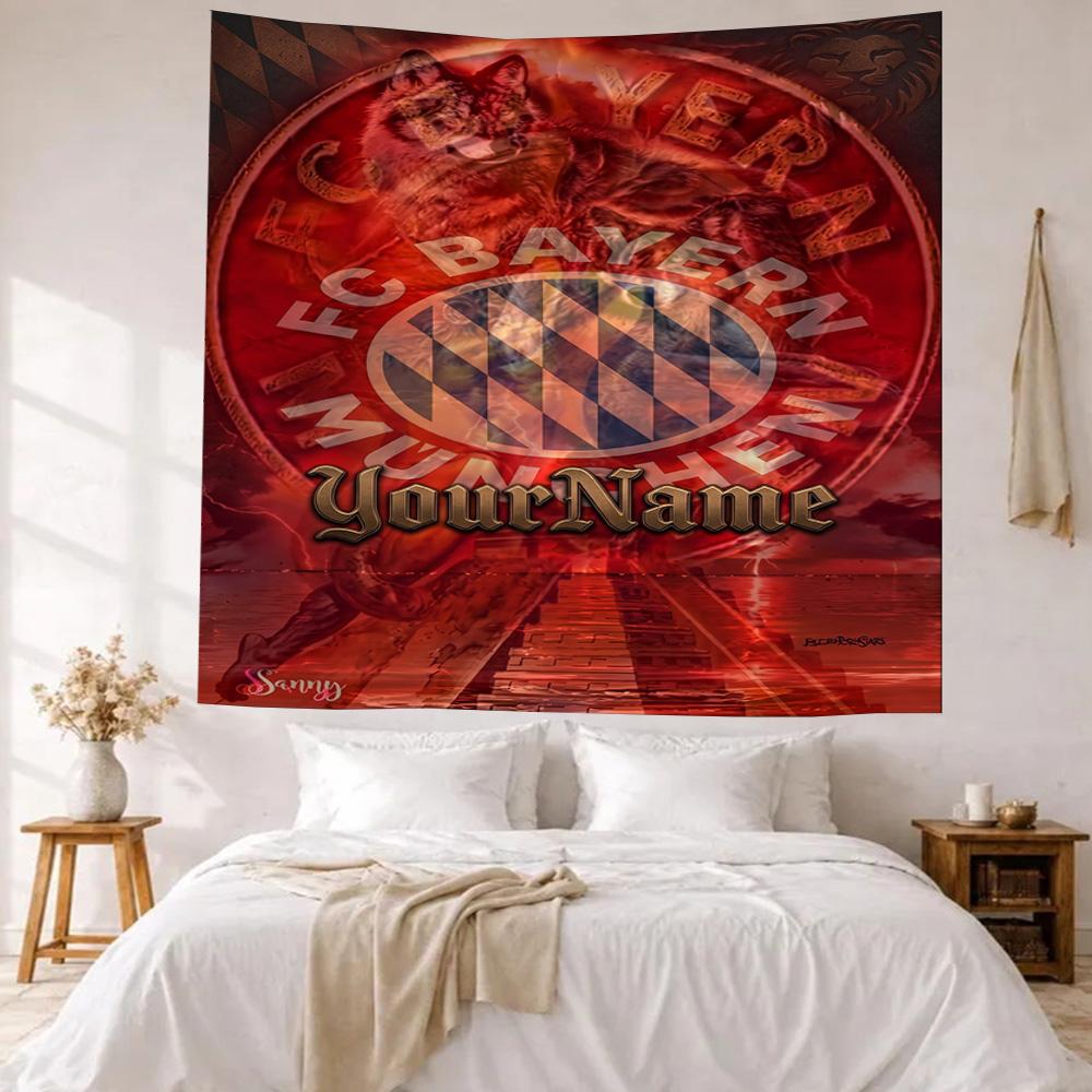 Bayern Munich Custom Your Name Wall Decor Tapestry Art For Pet Memorial Birthdaywedding Party Backdrop Family Gift