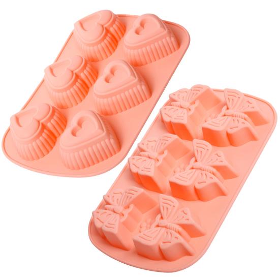 Форма для торта Yousheng, легко извлекаемая, в форме бабочки, в форме сердца, 6 сеток, антипригарная, термостойкая силиконовая форма