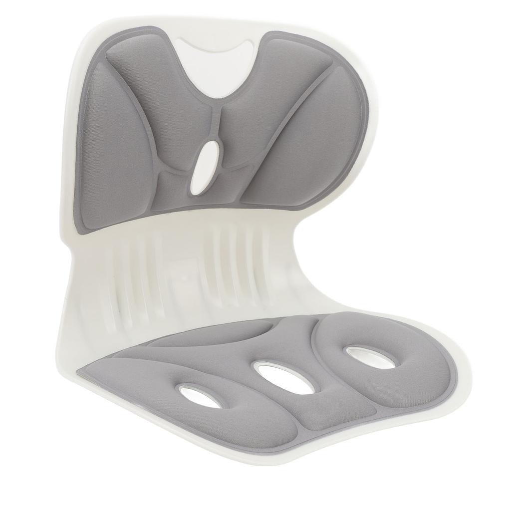 Back and Lumbar Support Breathable Fabric Petal Shaped Office Chair Seating Cushion Gray