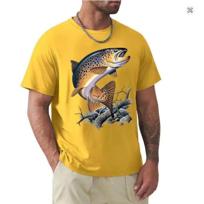 Brown Trout Fishing T-Shirt Cool Casual Pride T Shirt Men Unisex New Fashion Tshirt Men 3D Tees Streetwear