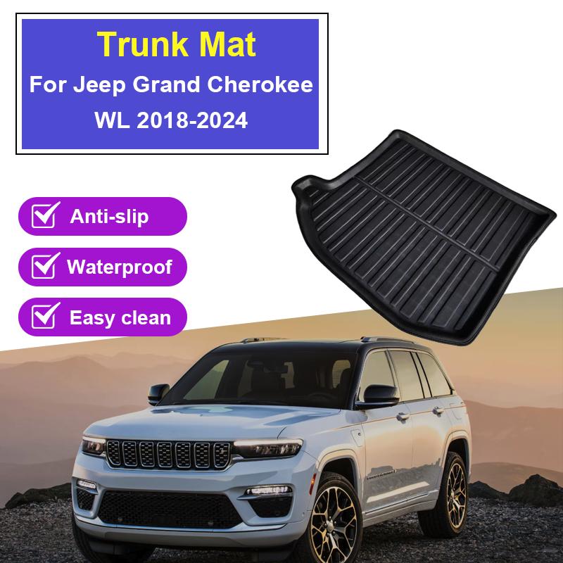 Car Rear Trunk Mat For Jeep Grand Cherokee WL 2018-2024 Luggage Liner Tray Parts Waterproof Anti-slip Tray Floor Pad Accessories