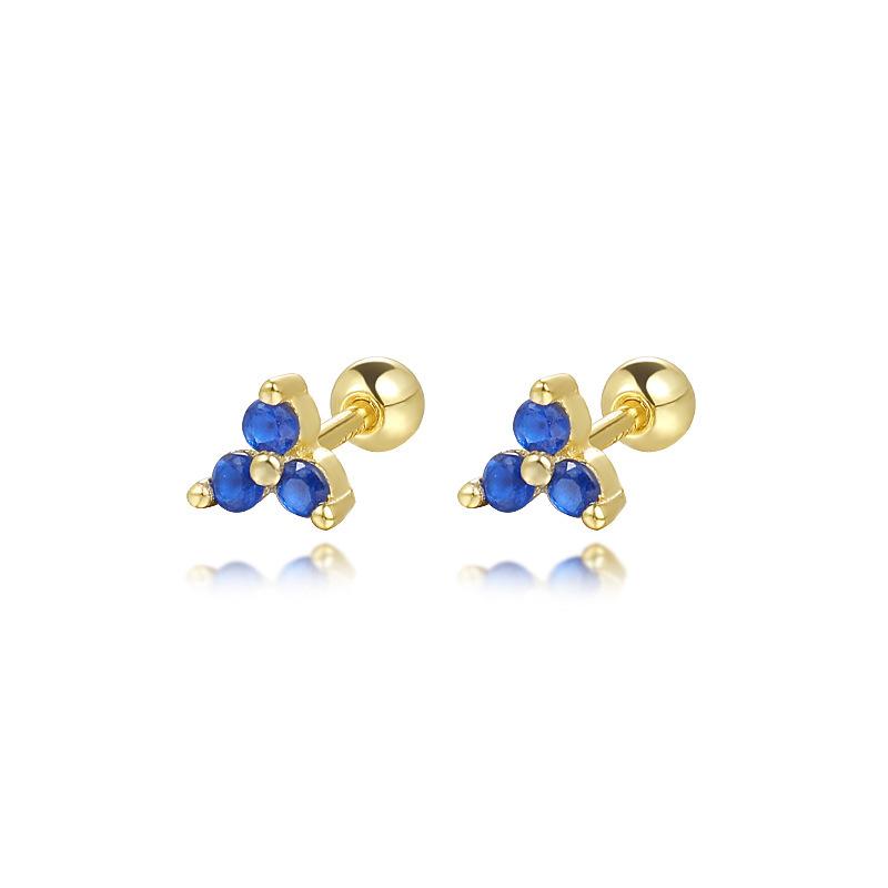 925 Sterling Silver Cartilage Stud Women's Earrings Zircon Flower Ear Lobe Tragus Helix Lip Rings Jewelry