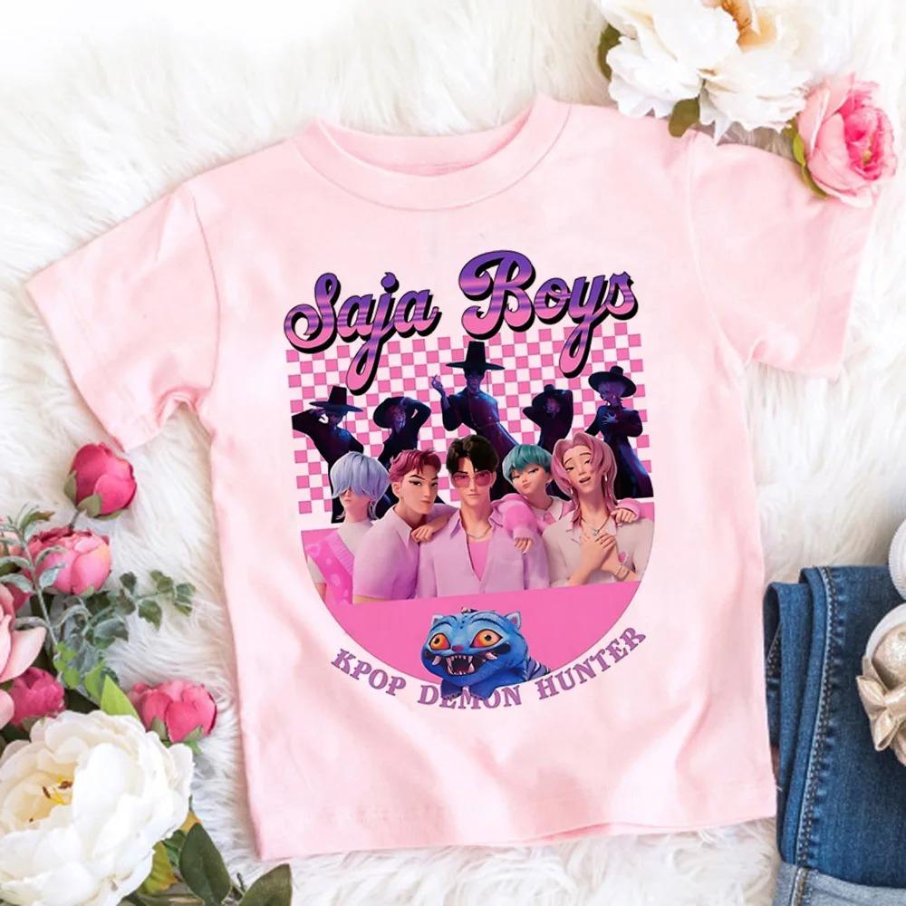 2025 Горячий Фильм Хлопковая Детская Футболка для Девочек Детская Одежда KPop Поклонники Охотников на Демонов Подарки Детская Одежда Модные Топы