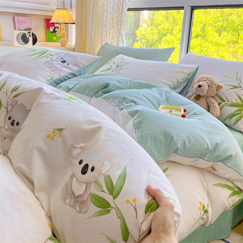 Комплект постельного белья из четырех предметов, пододеяльник из чистого хлопка с цветочным рисунком, простыня для спальни из трех предметов