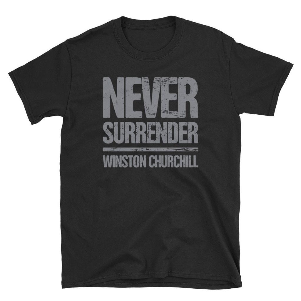 Inspirational T-Shirt (Unisex) / Churchill Quote & Battle of Britain History Gift - "Never Surrender"