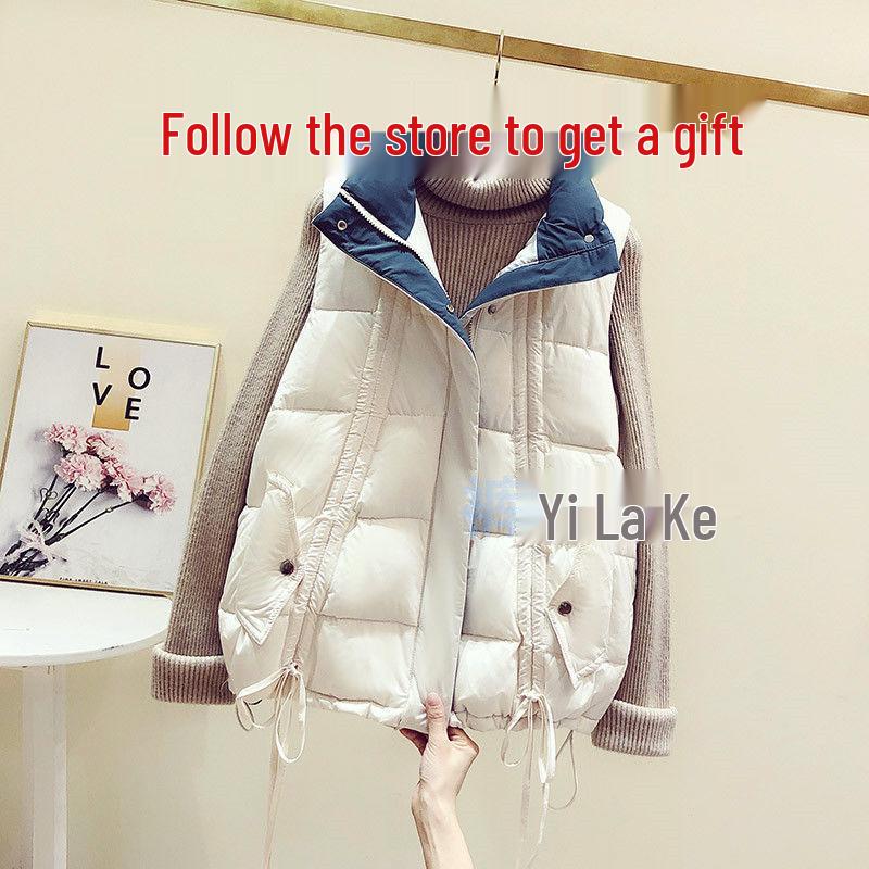 2024 Women's Short Slimming Sleeveless Down Vest - Korean Style, Autumn/Winter