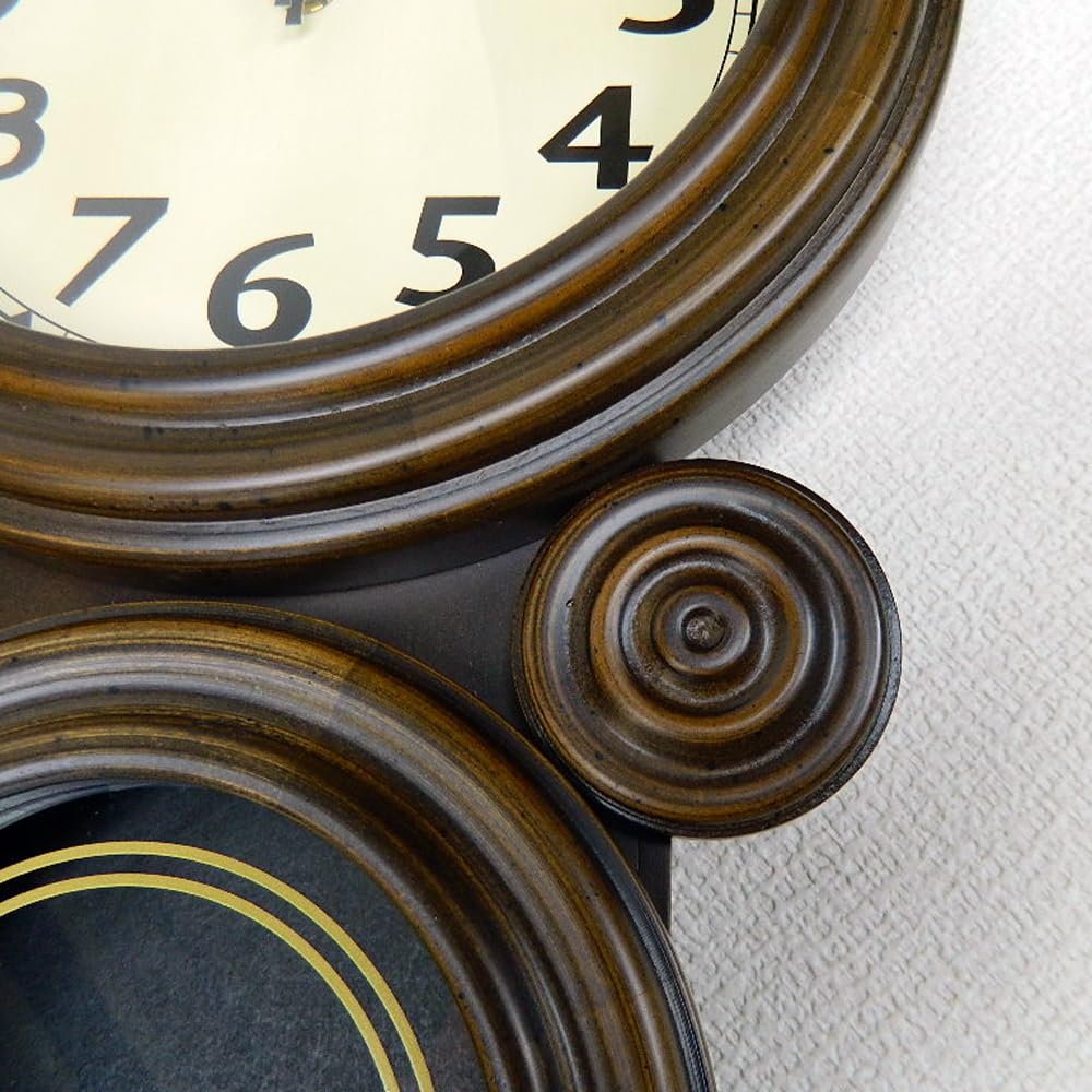 Santeru QL676-A, Сделано в Японии, Мини-часы-маятник Дарума (Арабские буквы), Античный коричневый