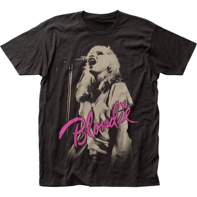 Футболка Blondie Mic Унисекс Музыка Классический Концерт Рок-н-ролл Группа Футболка Черная