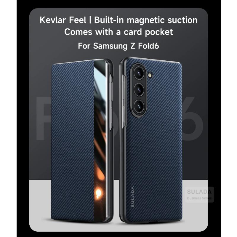 Роскошный чехол для телефона с узором из углеродного волокна для Samsung Galaxy Z Fold 6 5 4 с гнездом для карты
