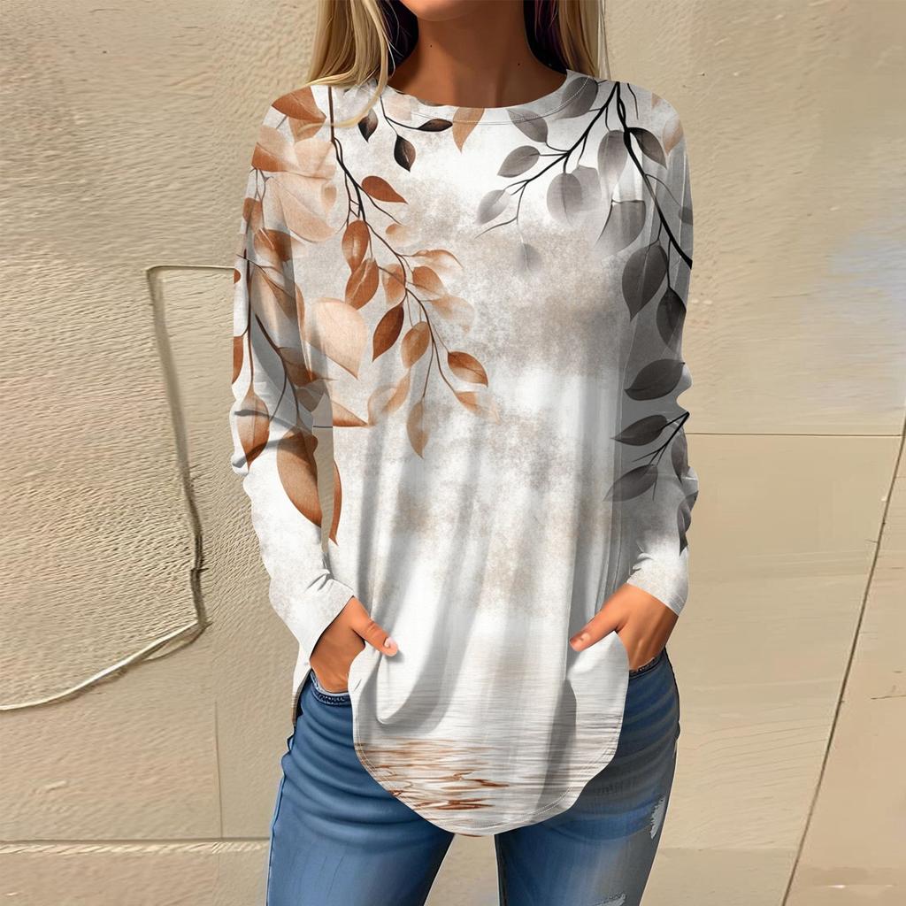 Женская мода с длинным рукавом и круглым вырезом, винтажный асимметричный пуловер