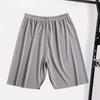 Mid-rise Elastic Waistband Pajama Shorts Ribbed Colorfast Breathable Wide Leg Men Ice Silk Pajama Pants Homewear