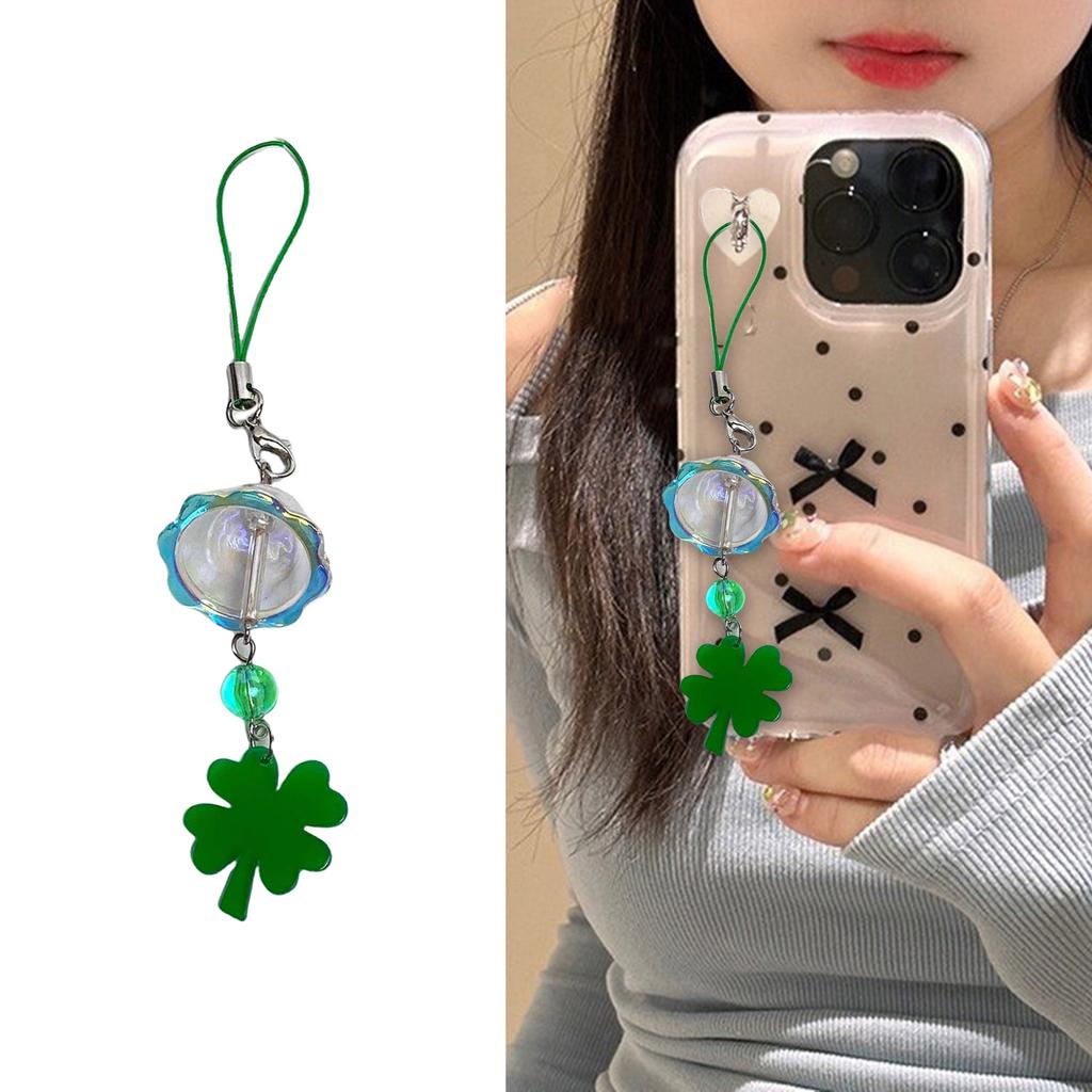 Fashionable Luck Clovers Charm Sturdy Acrylic Phone Chain Four Leaf Clovers Chimes Pendant for Mobiles Decoration