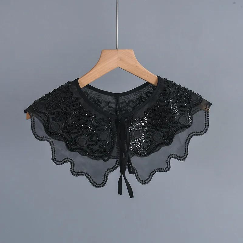 Women Double Layer Fake Collar Small Scarf Casual Solid Color Lapel False Collar Female Shirt Detachable Collar