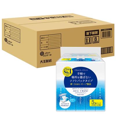 Elleair Soft Pack Tissue Plus Water 120 пар x 90 упаковок упаковок x 9 ярусов (+Вода) (5 кусков) [Половинный случай] [Простой случай]