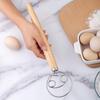 Danish Dough Whisk Hand Mixer Cake Bread Whisk Manual Egg Beater Wood Handle Stainless Steel Whisk Kitchen Baking Accessories