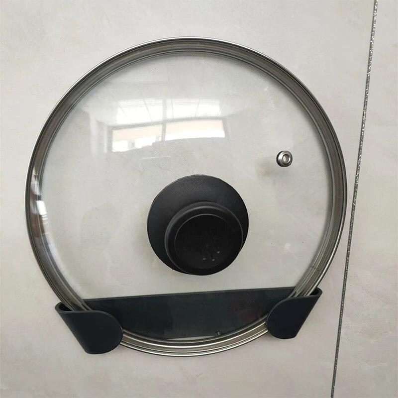1Pcs Household Kitchen Storage Holder Pan Lid Organizer Pot Cover Rack Pot Rack Wall-Mounted No Punching Self-Adhesive