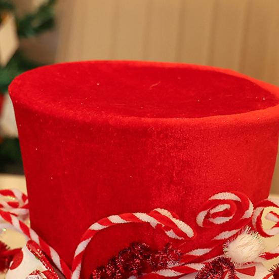 Christmas Tree Topper Hat Collapsible Top Formal Hat with Striped Ribbon
