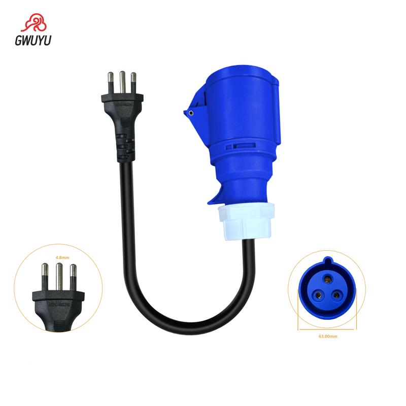 GWUYU Portable EV Charger Blue/Red Brazilian Plug Adapter 7 kW to 3.5 kW 11 kW to 3.5 kW Custom Home Charging Plug
