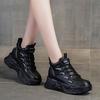 100% Натуральная Кожа Обувь Женская Модная Обувь Кроссовки Высокие Топ Бренд Женские Туфли Увеличивающие Рост 7см Чисто Черный Синий
