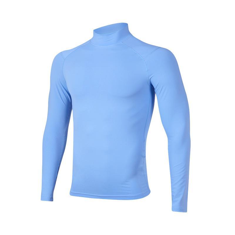 2024 Мужские быстросохнущие спортивные леггинсы с воротником-стойкой, сезон осень/зима: Футболка для фитнеса и бега с длинным рукавом