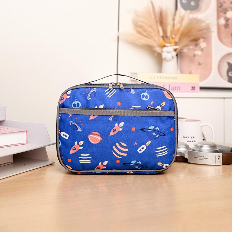 Kids Lunch Bag Kindergarten Bento Bag Cute Cartoon Print Large Capacity Handheld Storage Tote
