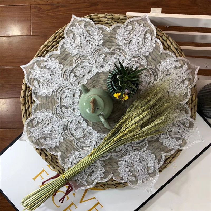 Lace Embroidered Tablecloth Tea Table Lamp Cover Round Table Tablecloth Luxurious Cover