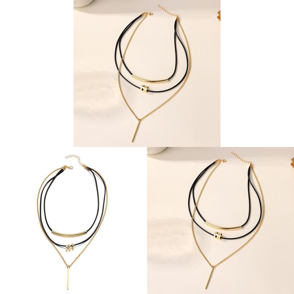 Modern Geometric Alloy Necklace For Women With Multilayer Design For Fall Winter Fashion