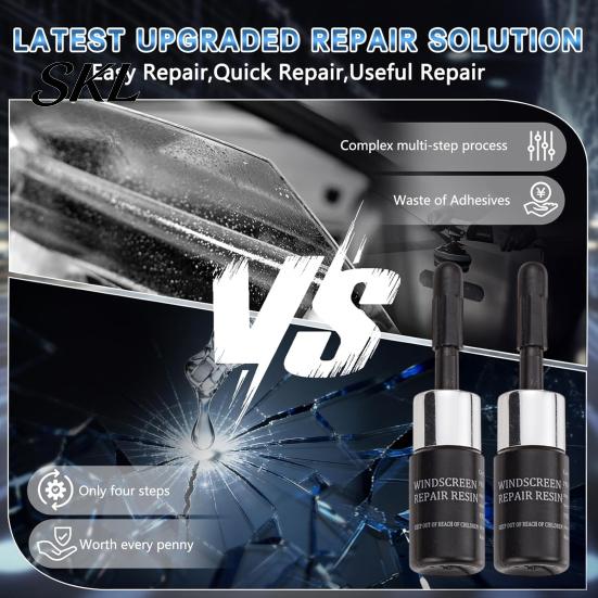 Windshield Crack Repair Tool Chip Kit, Car Kit for Glass Repair, Do It Yourself Fix DIY Small Chips Star Bullseye Minor Damage