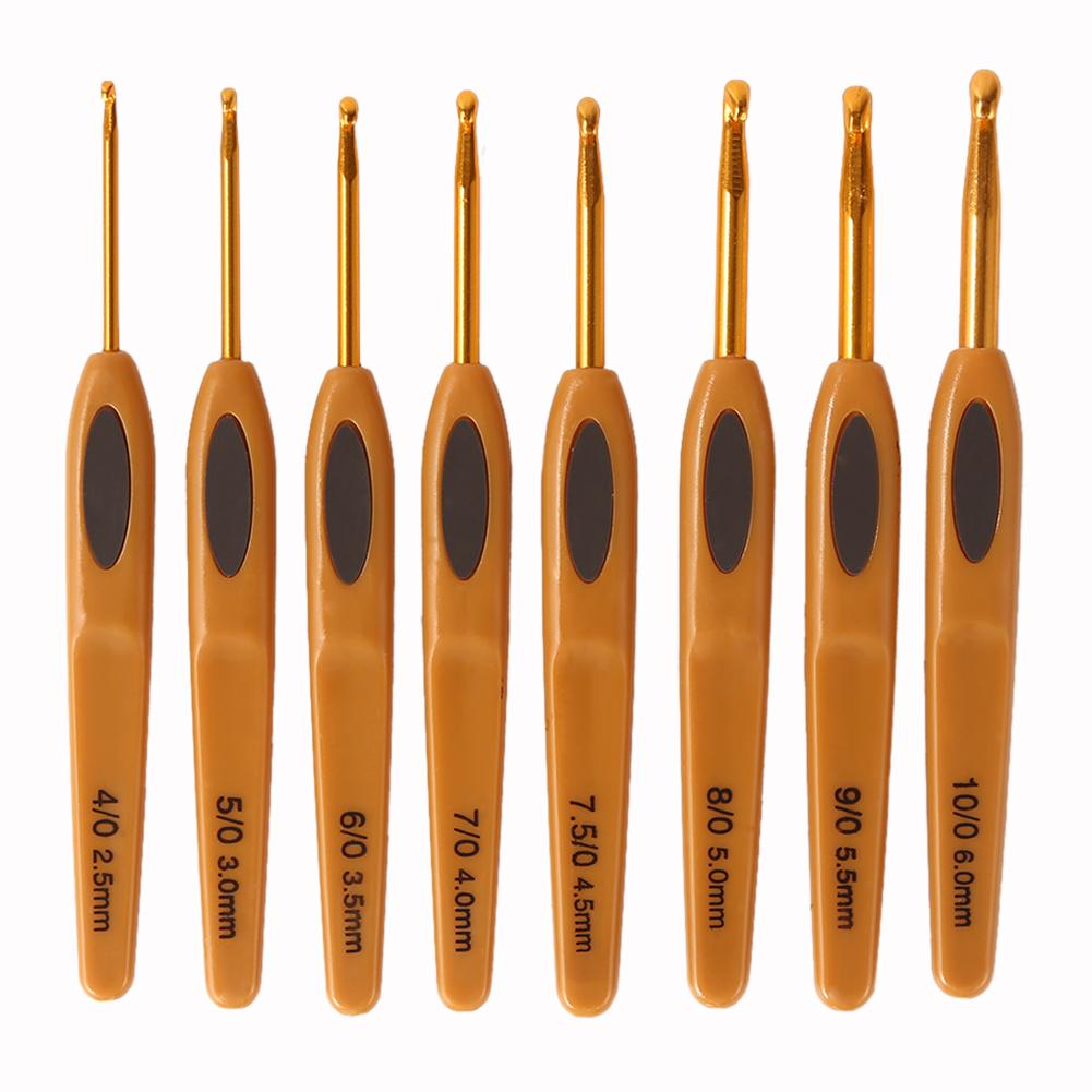 8Pcs Crochet Hooks Set ABS Handle Aluminium Knitting Needles Set Multifunction Yarn Knitting Needles Ergonomic for Handcraft