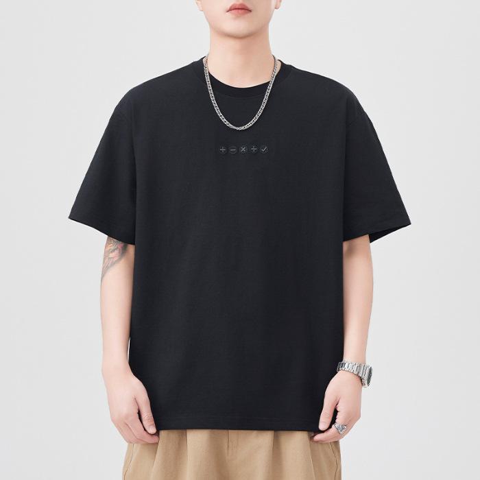 Новая летняя футболка с коротким рукавом для мужчин, вышитая, свободная, с рукавом три четверти, в японском ретро-повседневном стиле